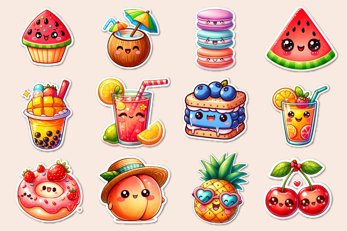 Kawaii Sweet Summer Food Clipart, an Illustration by Dream Creation (Photo 2 of 4)