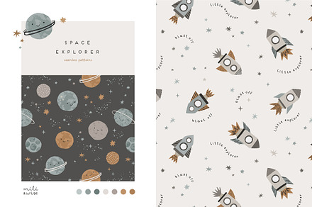 Space Explorer Pattern Collection, a Pattern Graphic by Point and Poem