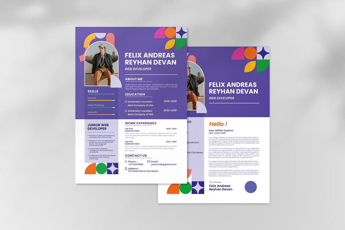 Creative Resume & Cover Letter, a Resume Template by SquidPixey (Photo 1 of 6)