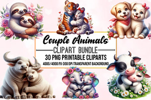 Romantic Couple Animals Clipart, an Animal Illustration by Craft Nest