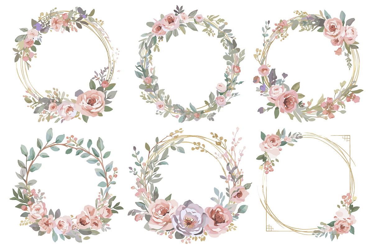 Geometric Floral Frames Set, an Illustration by jahid234 (Photo 5 of 20)