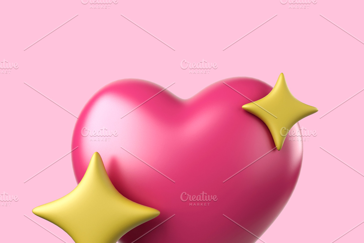 3d Emoji heart with the stars, an Object Graphic by Mary P