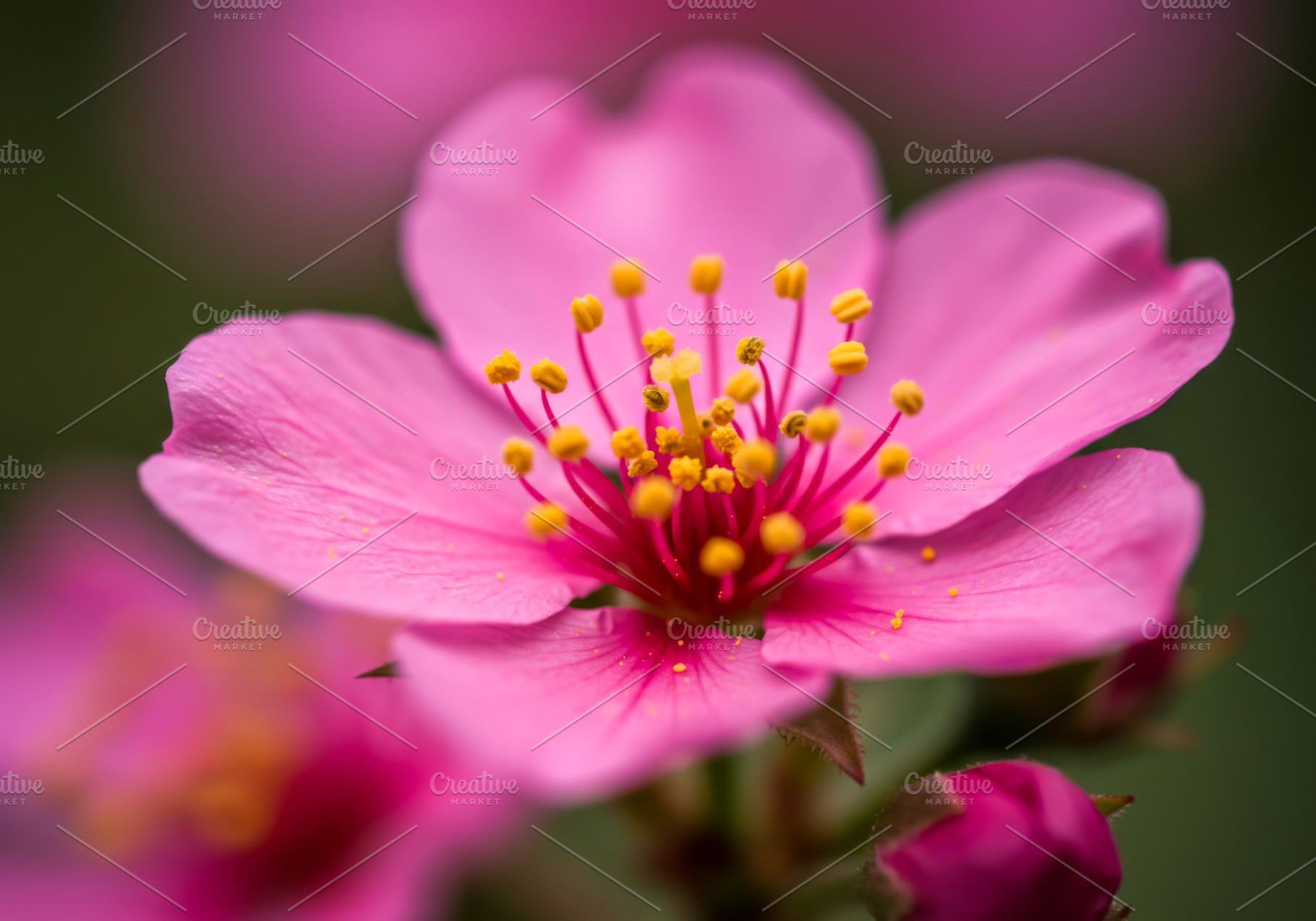 Macro close-up of a pink flower with, a Nature Photo by professorinc