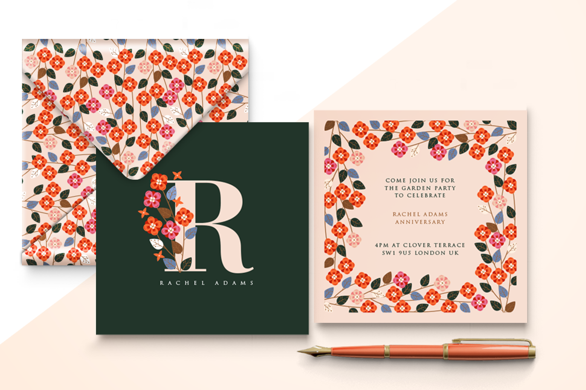 Sakai Floral Party Invitation, a Card Template by Werlang Paper (Photo 1 of 2)