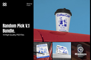 Random Pick V.1 Bundle, a Packaging Mockup by Mockup Flock