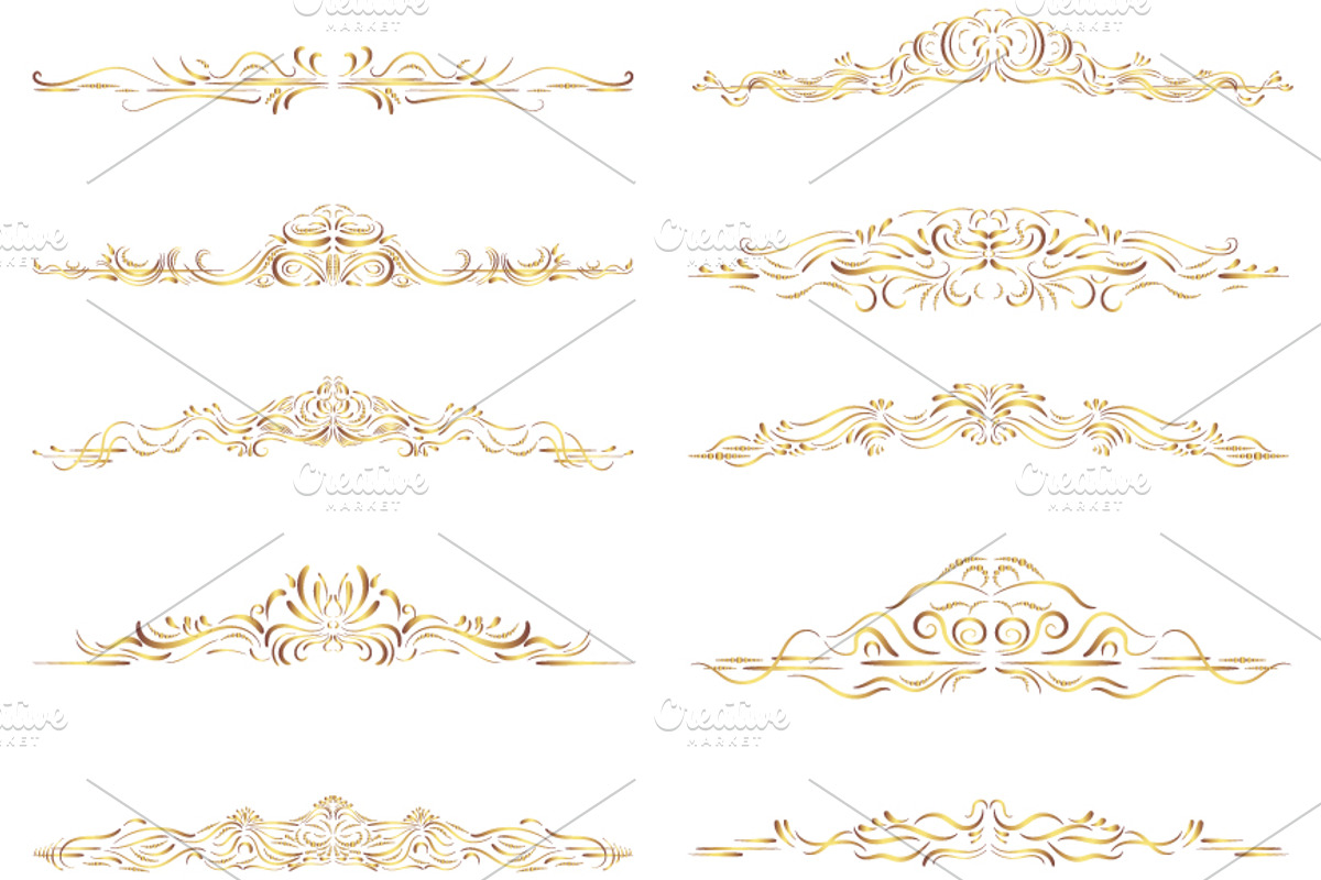 Gold text divider border clip art, a Decorative Illustration by Pravokrugulnik (Photo 5 of 7)