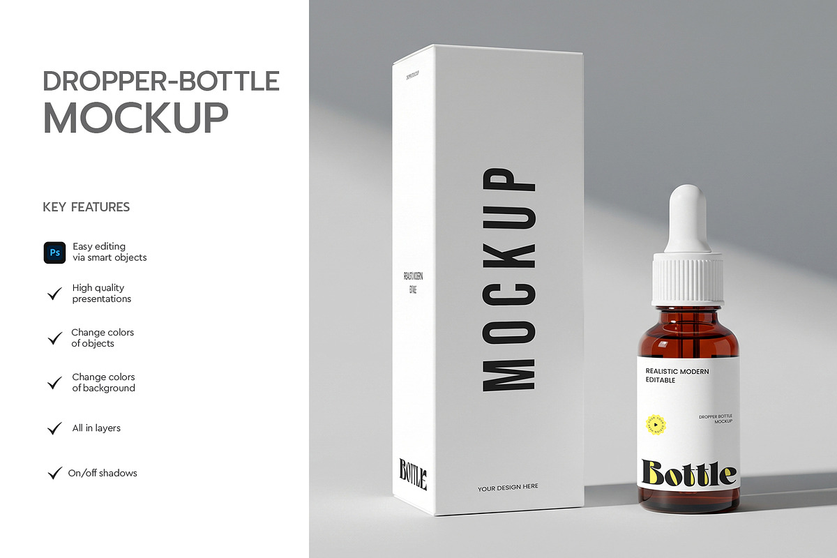 Dropper Bottle Mockup PSD Template, an Advertising Mockup by graphypix (Photo 3 of 4)