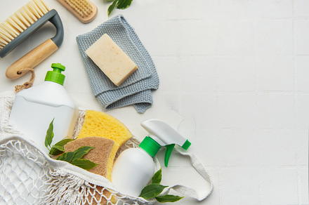 Eco friendly cleaning products with natural ingredients, an Industrial Photo by Olena Rudo