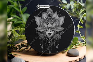 Lotus Flower Woman Head Floral Face