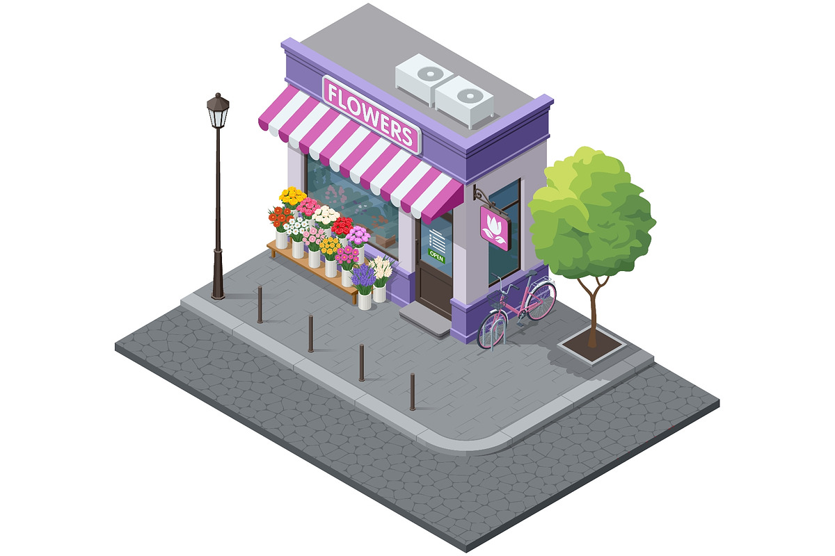 Isometric flower shop storefront, an Object Illustration by Golden Sikorka (Photo 2 of 3)