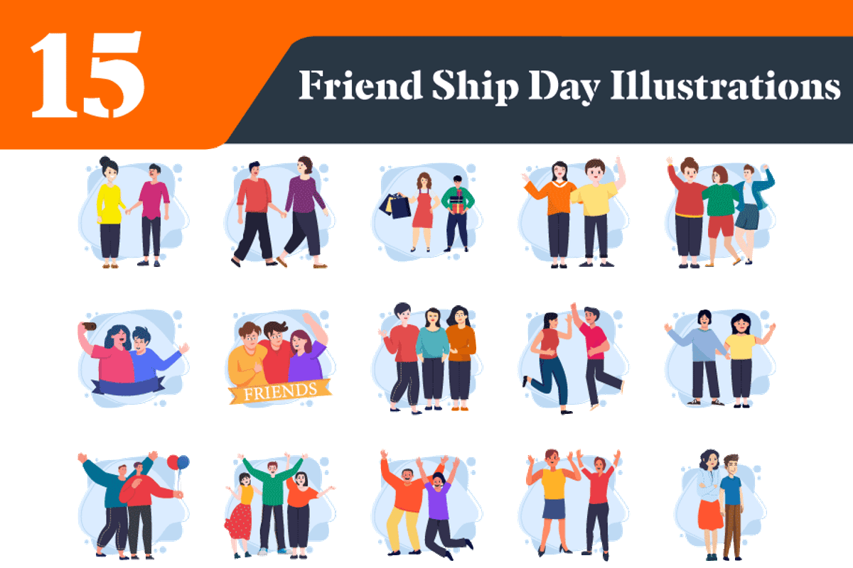 Friendship Day Illustrations Bundle, a Person Illustration by EllaMaiyaali (Photo 1 of 3)