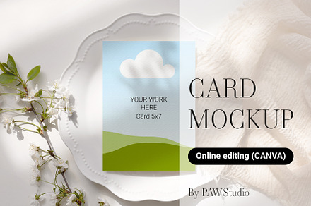 Card Mockup 5x7 Menu OnlineEditCanva, a Product Mockup by PawMockups 2