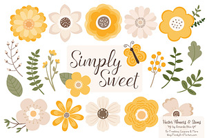 Flower Clipart in Sunshine Yellow, an Illustration by Amanda Ilkov