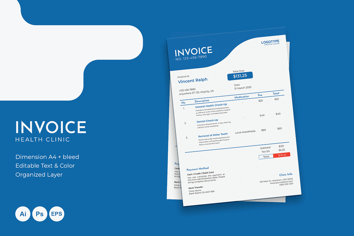 Health Clinic - Invoice, a Design Template by VUNIRA (Photo 1 of 3)