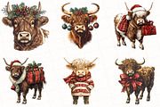 Christmas Highland Cow Clipart, an Illustration by OK Design (Thumbnail 3 of 5)