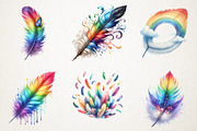 Rainbow Watercolor Feathers Clipart, an Illustration by RobertsArt (Thumbnail 2 of 7)