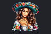 Mexican girls Clipart Set, a Person Illustration by ThatsDesignArt (Thumbnail 3 of 10)