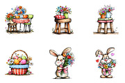 Blue Pink Gingham Spring Clipart, an Illustration by CreationArt (Thumbnail 2 of 6)