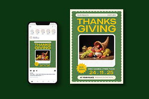 Thanksgiving Party Flyer, a Flyer Template by iDoodle Studio