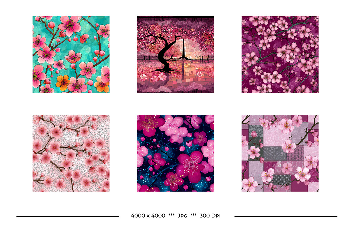 Cherry Blossom Retro Art Patterns, a Pattern Graphic by karenfoleyphoto (Photo 11 of 17)