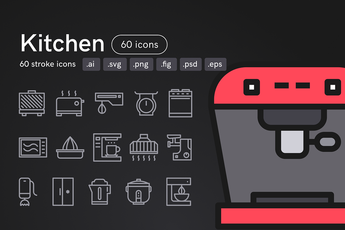 Kitchen Icons, an Outline Icon by Middltone (Photo 1 of 4)