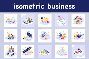Business isometric vector bundle, a Technology Illustration by foxndeer