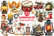 Vintage Christmas Elements Clipart, an Illustration by Dream Creation (Thumbnail 1 of 6)