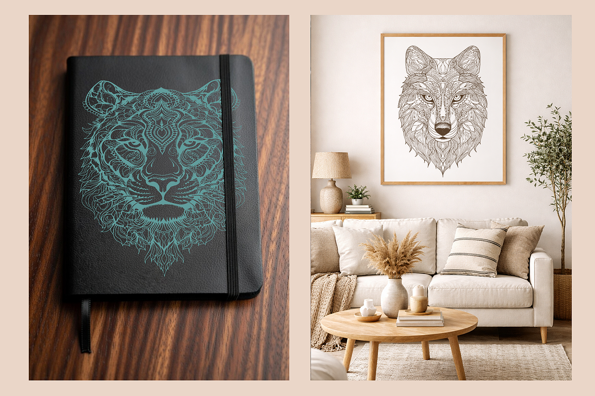 45 Mandala Animal Illustrations, a Graphic by WarmSoftAndCozy (Photo 3 of 9)