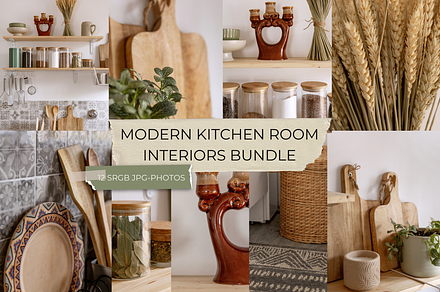 Modern kitchen room interiors bundle