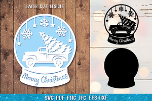 Snow Globe Papercut Bundle SVG