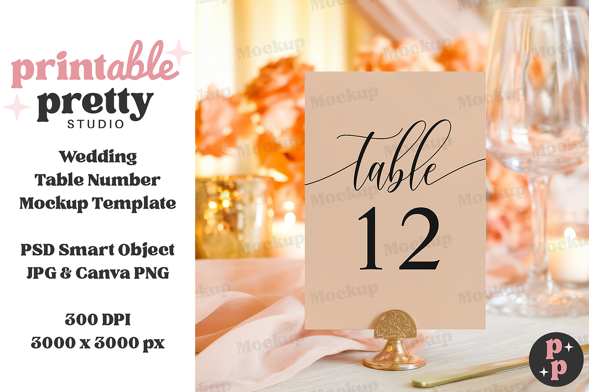 Blush Wedding Table Number Mockup, a Product Mockup by Printable Pretty Studio (Photo 8 of 10)