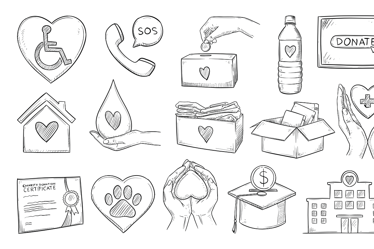 charity handdrawn collection, an Object Graphic by nikagraphic
