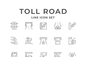 Set Line Icons of Toll Road, an Outline Icon by motorama