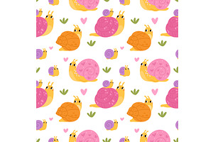 Cartoon snails seamless pattern, an Object Illustration by YummyBuum