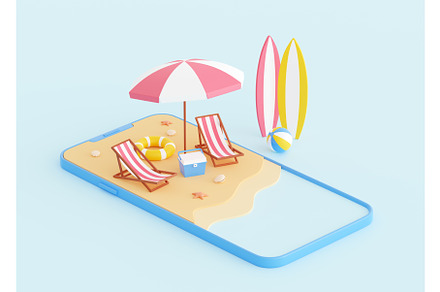 Summer beach vacation 3d render -, an Environmental 3D Model by YuliiaOsadcha