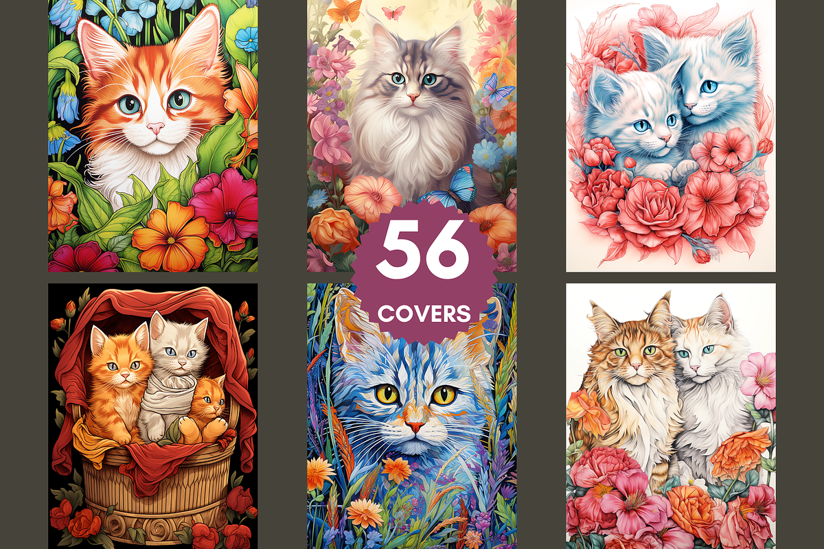 Cute Cat Coloring Pages for Adult, a Brochure Template by LA Design (Photo 2 of 10)