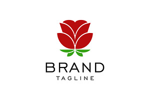 Rose Flower Silhouette Leaves Logo, a Branding & Logo Template by Buqancreative