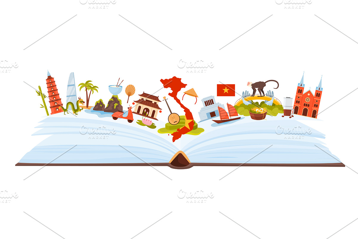 Vietnam culture elements and, an Education Illustration by Flashvector
