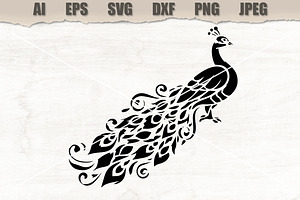 Stencil Peacock, a Decorative Illustration by MARYCRAFTIRIA