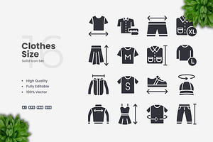 Clothes Size Solid Icons, an Icon by Upnowgraphic