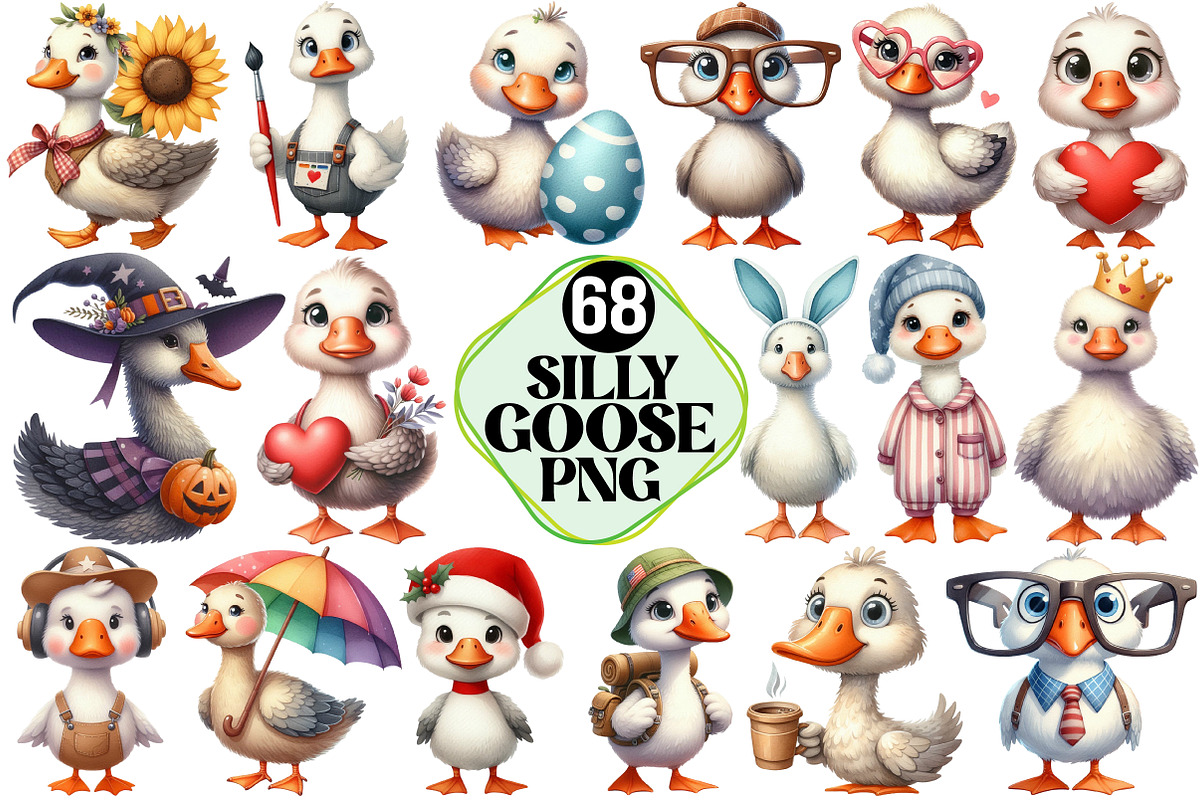 Silly Goose Clipart PNG, an Illustration by Pixels.Craft (Photo 1 of 7)