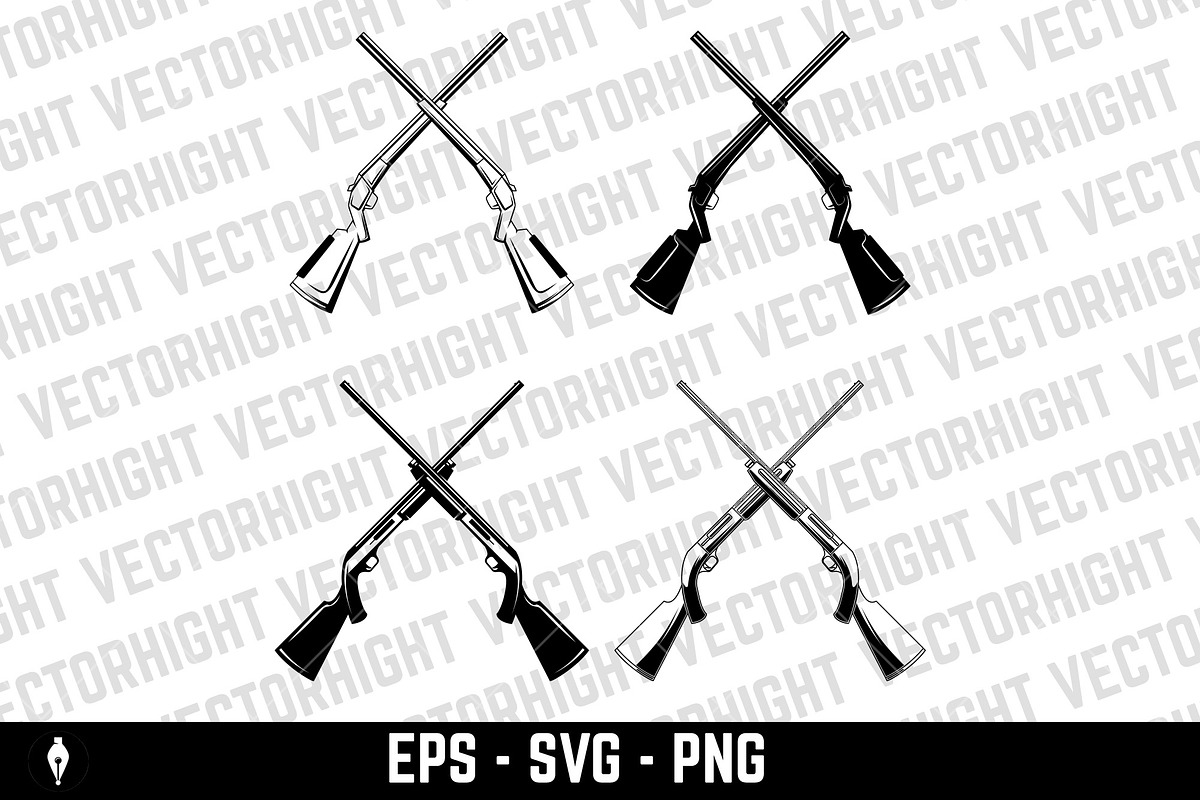 Crossed hunting rifles, an Object Illustration by Vectorhight (Photo 2 of 3)