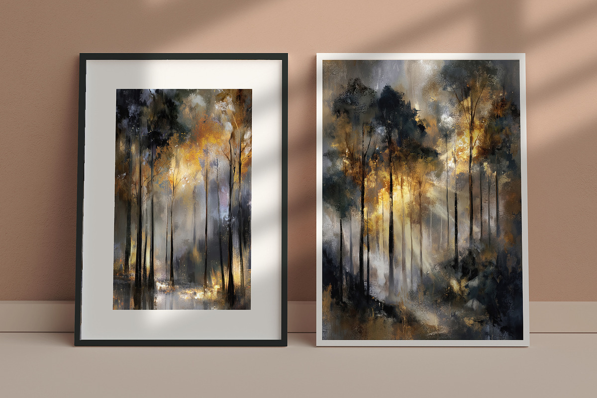 Golden Abstract Forest Illustration, a Decorative Illustration by Housui Patterns (Photo 10 of 12)