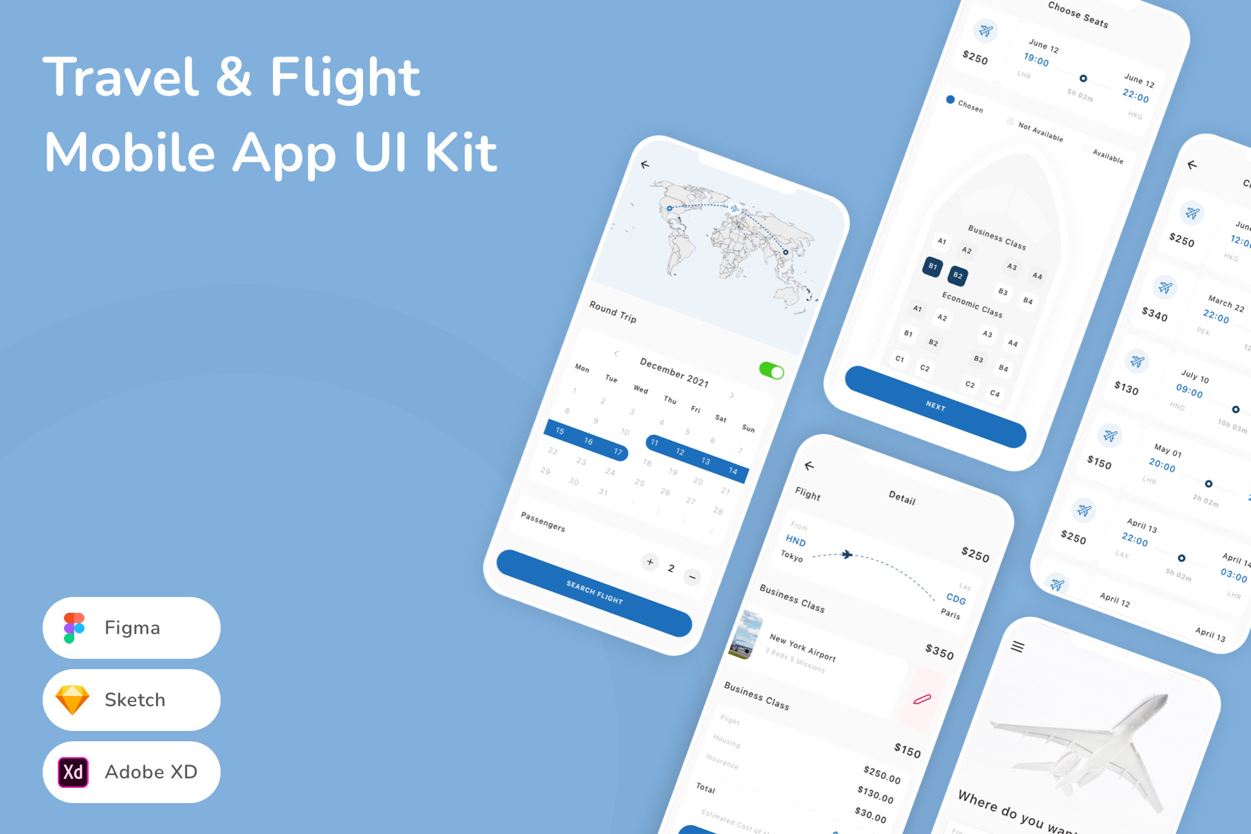 Travel & Flight Booking App UI Kit, an UI Kit Template by Betush