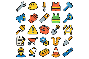 Construction Tools Icon Collection, an Object Graphic by RT Studio
