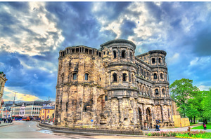 The porta nigra a large roman city gate in trier germany containing germany, an Architecture Photo by Leonid Andronov