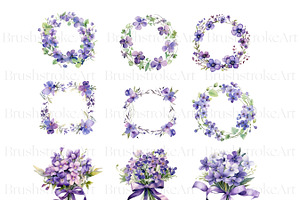 Violet Flower, Watercolor Floral PNG