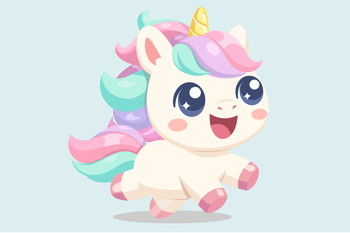 Kawaii Baby Unicorn Running Cartoon, an Animal Illustration by Artpon Illustration (Photo 1 of 3)