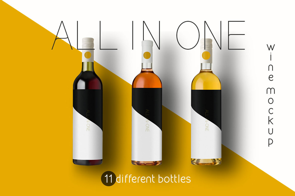 All-In-One Wine Bottle Mockup, an Advertising Mockup by wowproduction (Photo 2 of 6)