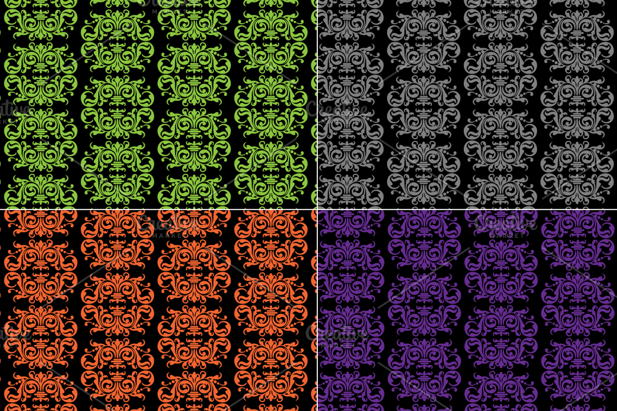 Seamless Halloween Damask Patterns preview 6